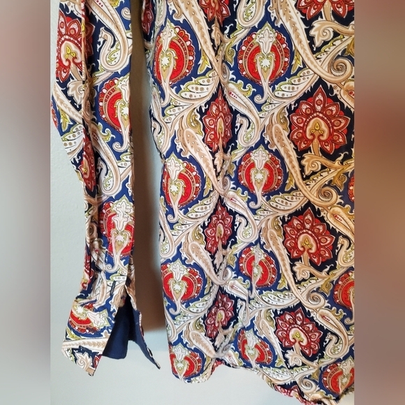 Eton Men's Red and Blue Paisley Dress Shirt - Picture 4 of 5